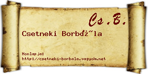 Csetneki Borbála névjegykártya