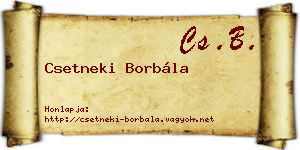 Csetneki Borbála névjegykártya